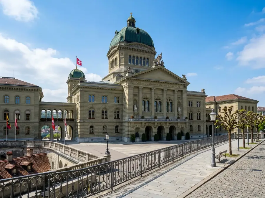 Schweizer Bundeshaus in Bern bei klarem Himmel